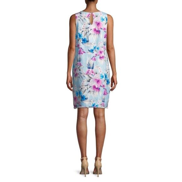 ТОММУ ВАНАМА Florencia Floral Linen Shift Dress Fringe Size Large Multicolored - Picture 2 of 9